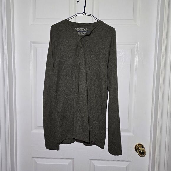 FAHERTY cloud Cotton Henley Shirt - Picture 1 of 5